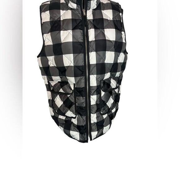 WOOLRICH QUILTED BLACK/WHITE PLAID WINTER CASUAL PUFFER VEST WOMENS SIZE XL - Picture 11 of 13